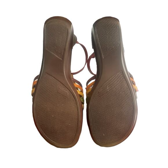 Huaraches Sandals Womens 7 M Colorful Leather Made In Mexico Wedge Ankle Strap - Picture 8 of 10